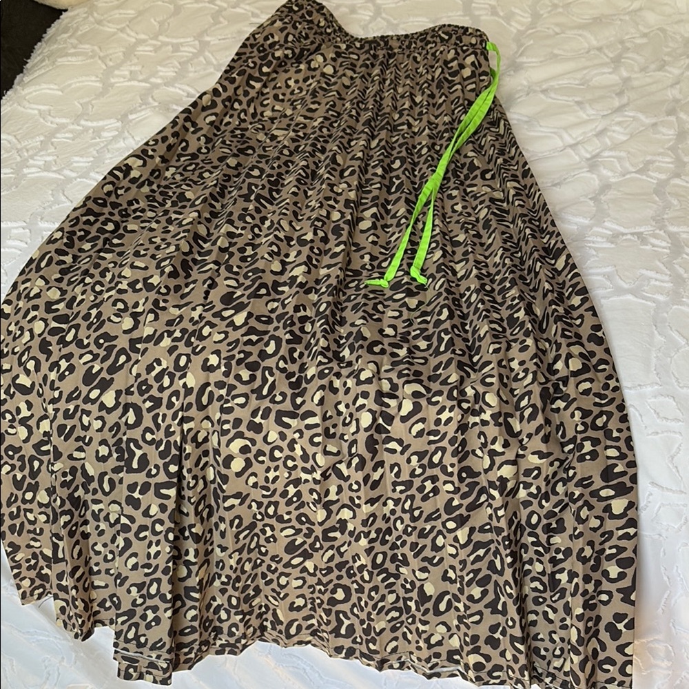 Wild Fable Brown and Black Maxi Skirt with Pleated A-Line Style